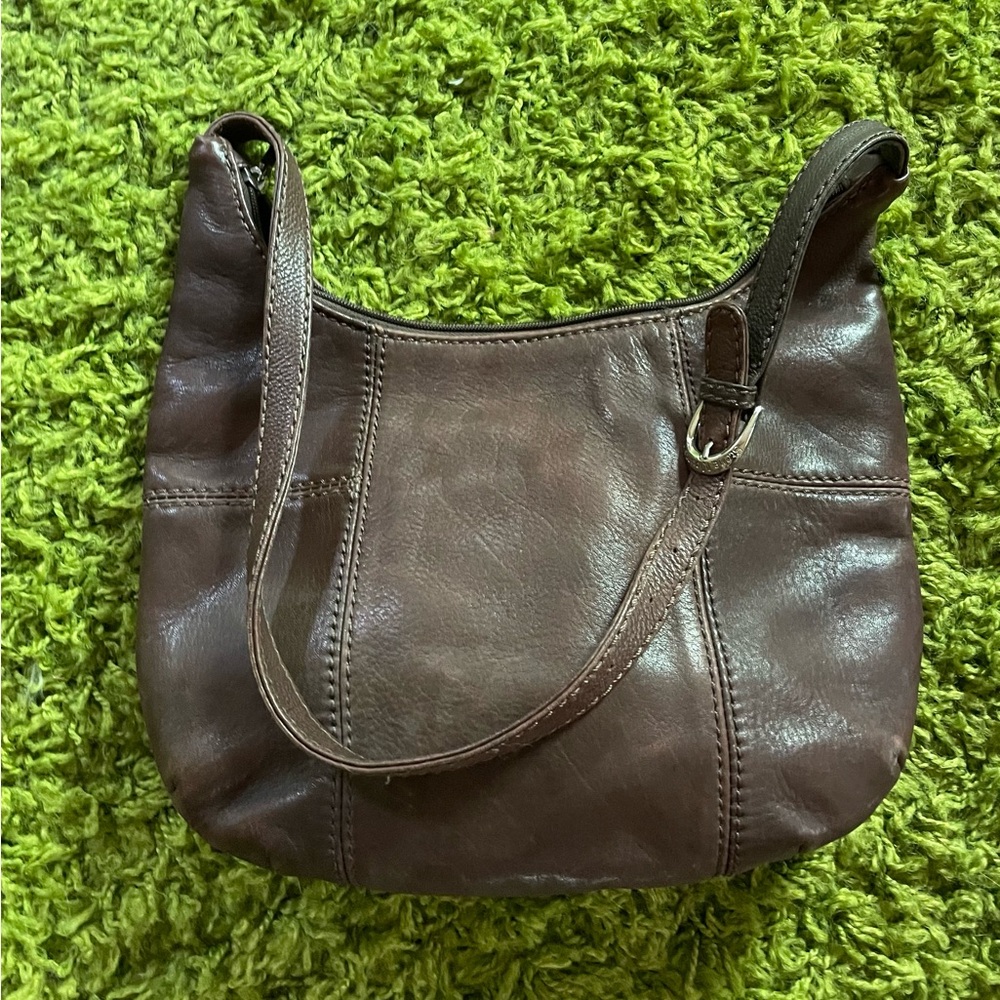 Vintage Stone Mountain Chocolate Brown Leather Shoulder Bag